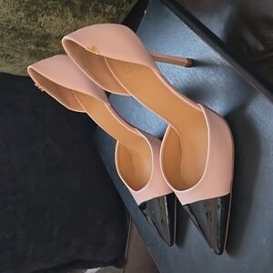 Tory Burch's Penelope Cap-toe D'orsay Pump, Size 8.5 Black Pink